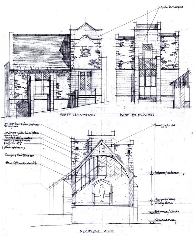 Large image of a design for a garden projection on an east-facing library in a grade ll house